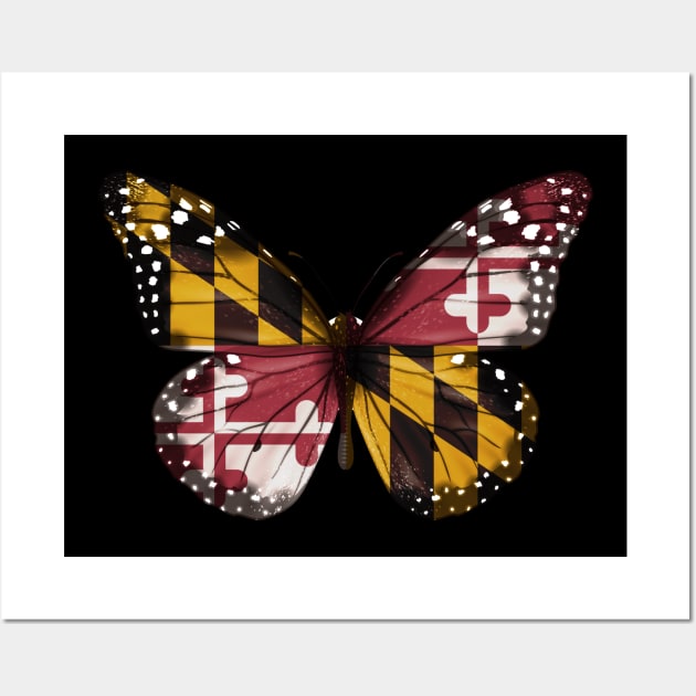 Maryland Flag Butterfly - Gift for Marylander From Maryland MD Wall Art by Country Flags